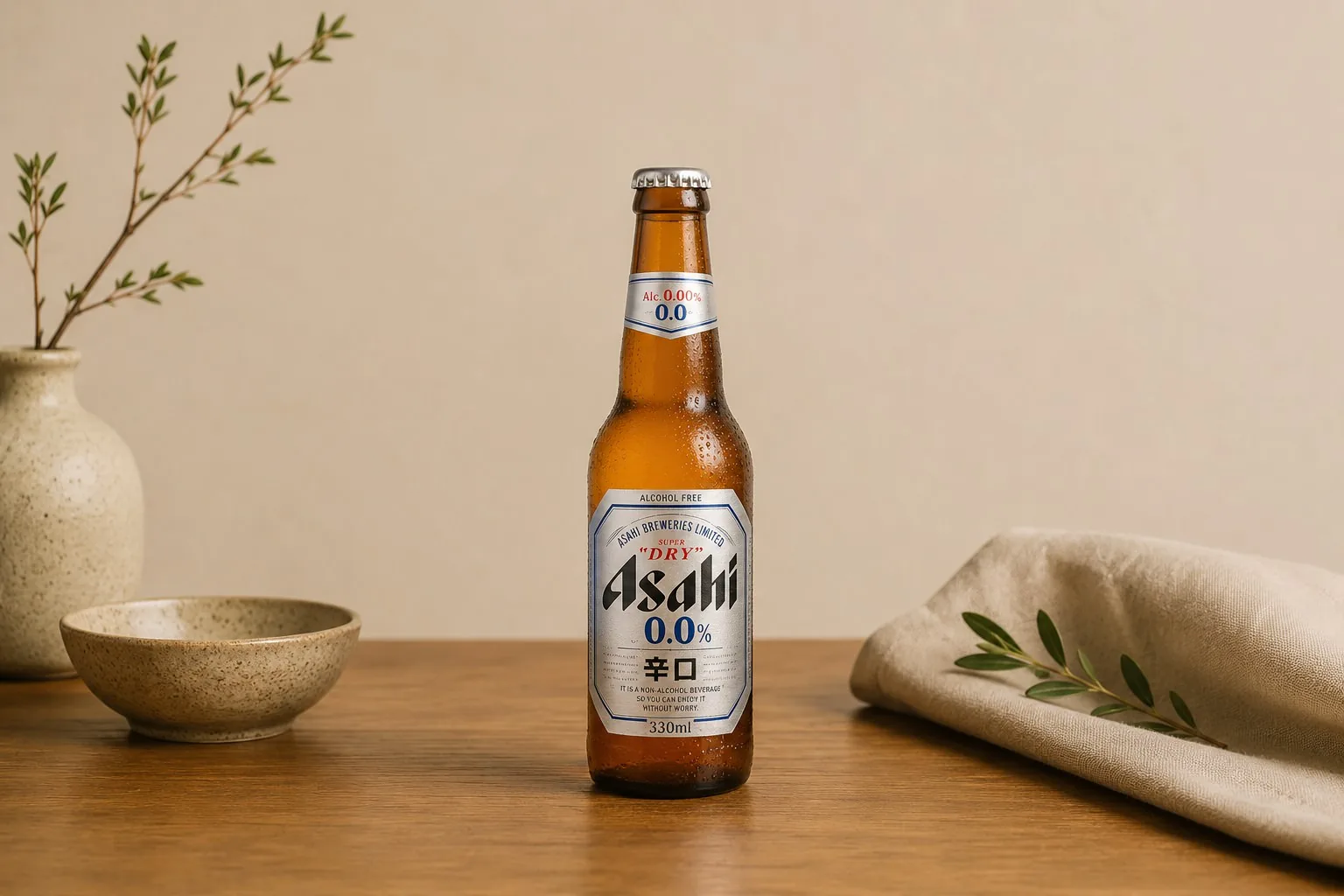 Asahi non-alcohol beer at Mizumi Sushi