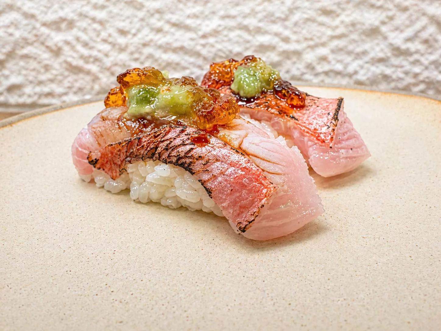 Golden Eye Snapper Kinmedai sushi and sashimi at Mizumi Sushi in Encino