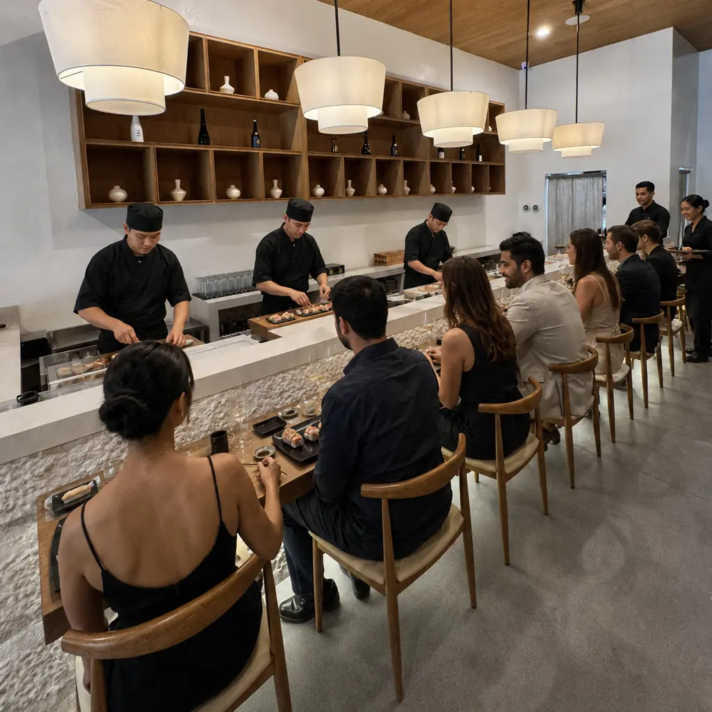 Mizumi dining room prepared for a Studio City evening out