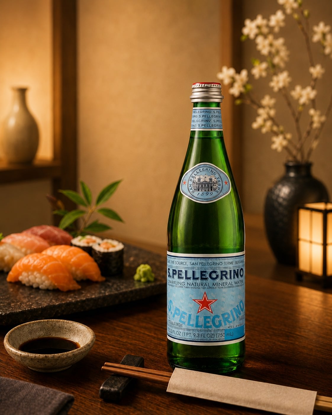 San Pellegrino (750 ml.) at Mizumi Sushi in Encino