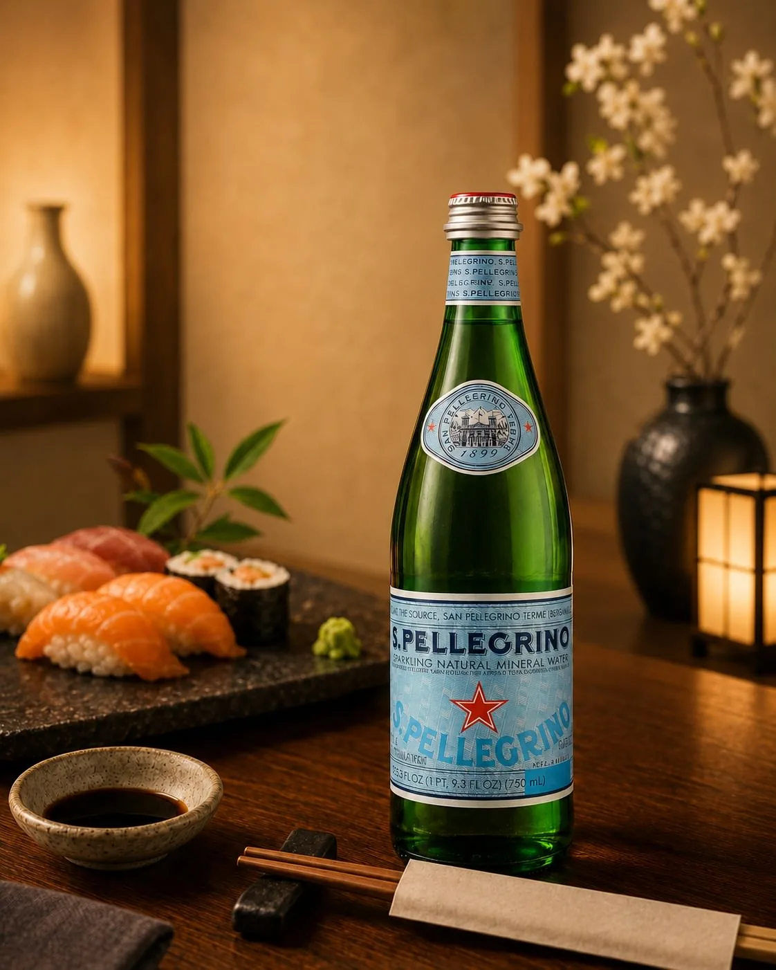 San Pellegrino (750 ml.) at Mizumi Sushi in Encino