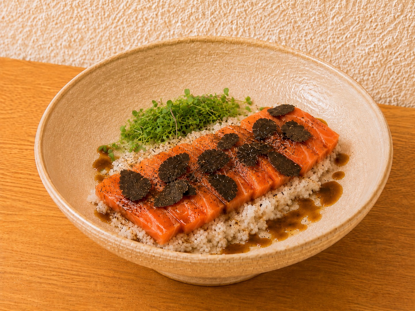 Salmon Truffle Bowl at Mizumi Sushi in Encino