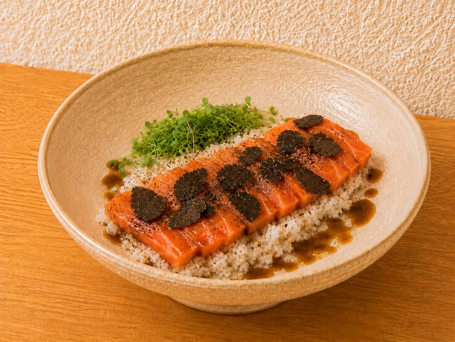 Salmon Truffle Bowl at Mizumi Sushi in Encino