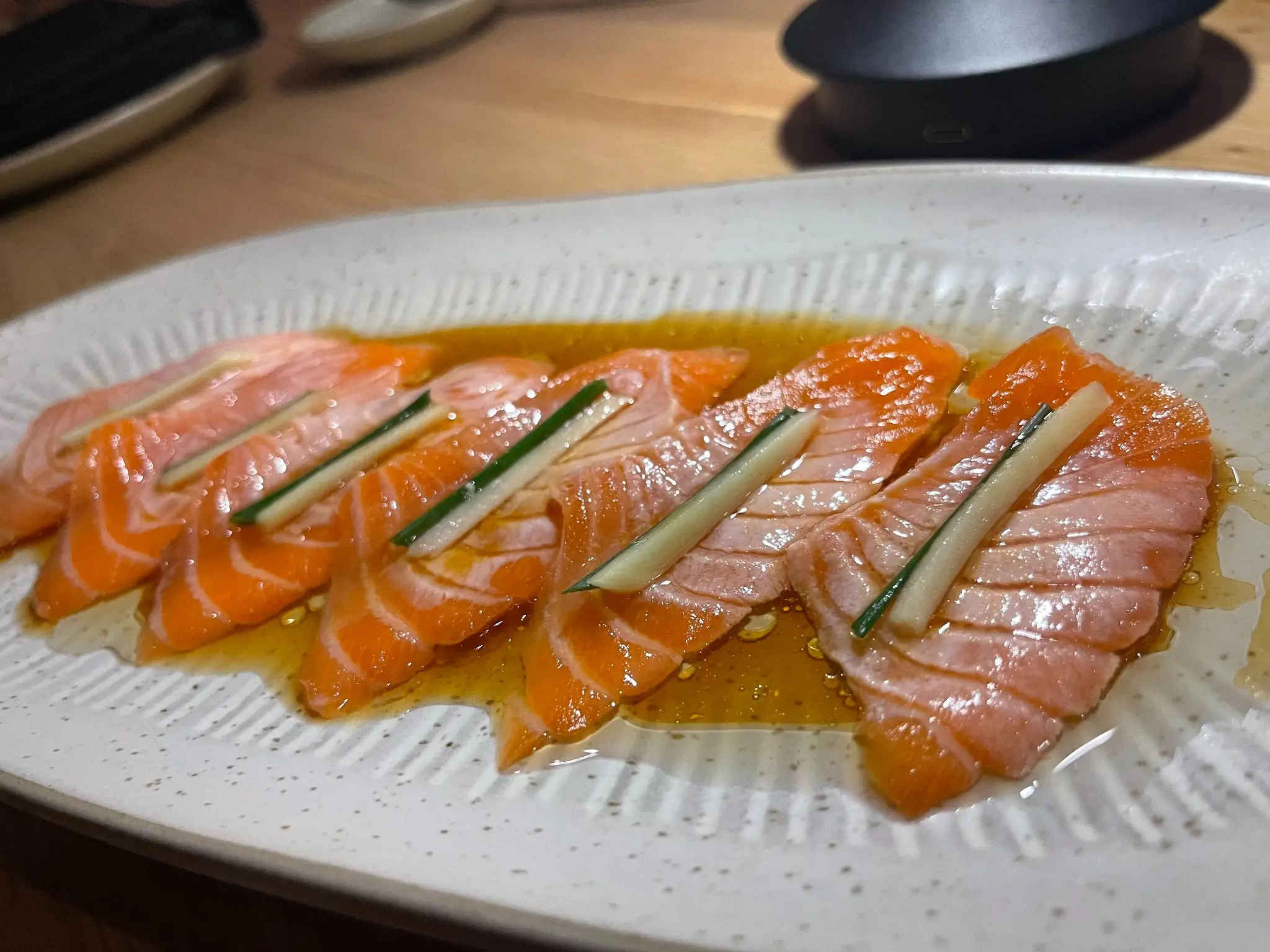 Scottish Salmon Seared Sashimi at Mizumi Sushi in Encino