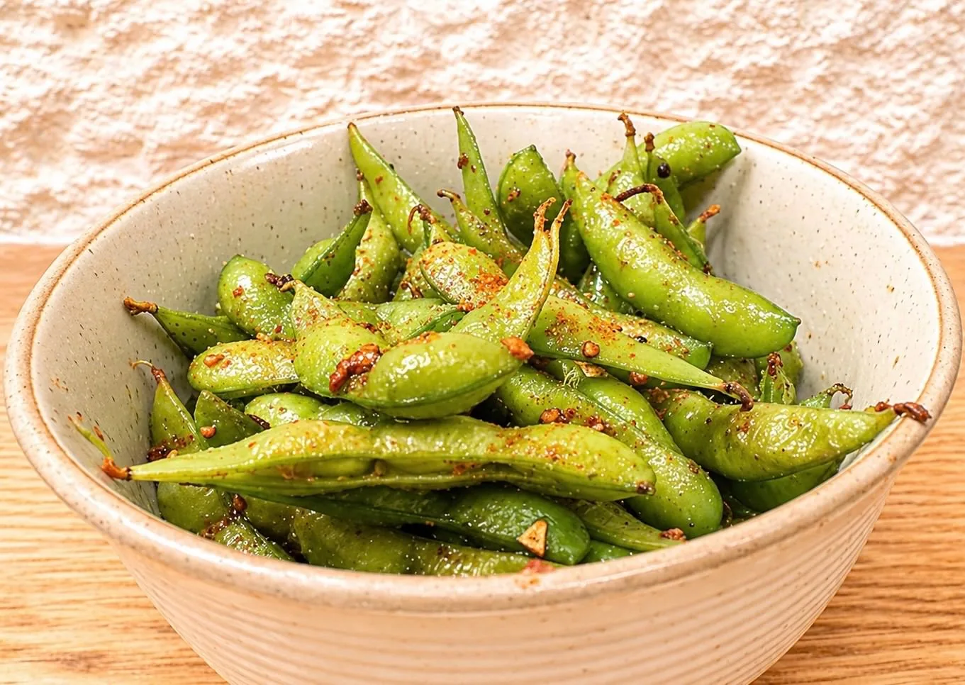 Spicy garlic edamame at Mizumi Sushi in Encino