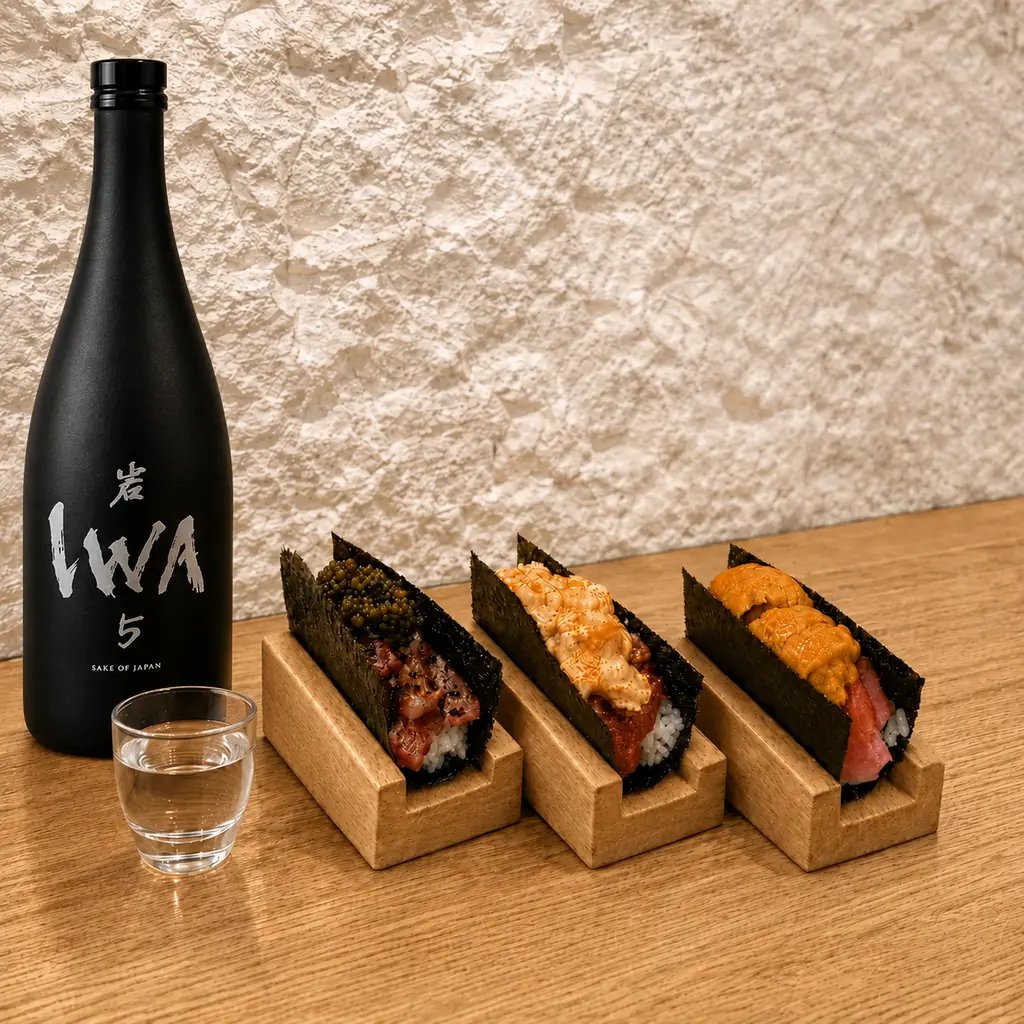 Sushi presentation enhanced with precise luxury ingredients
