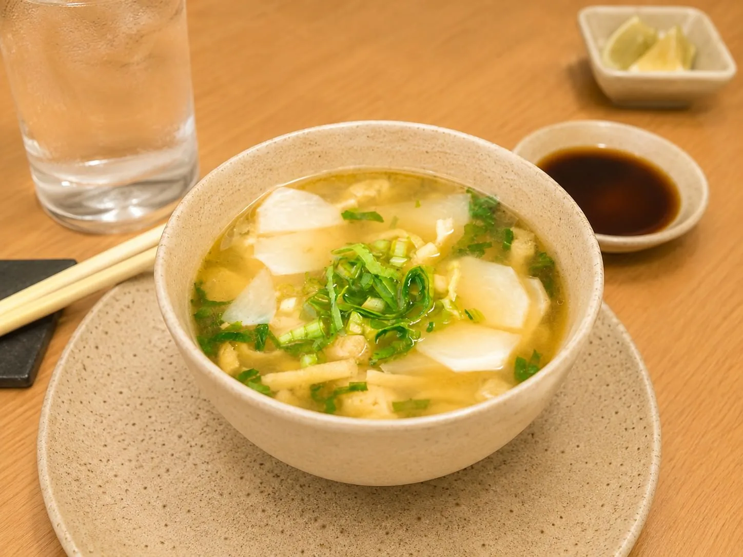 Vegetable Miso Soup at Mizumi Sushi in Encino